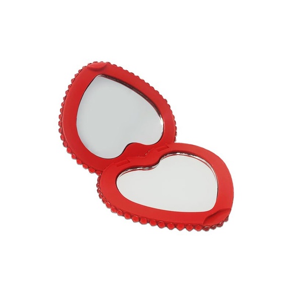 Red Heart Shape Egyptian Rhinestone Compact Mirror - Picture 2 of 3